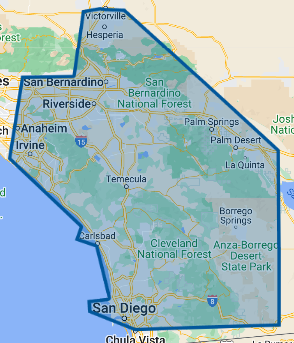 Southern California service area map